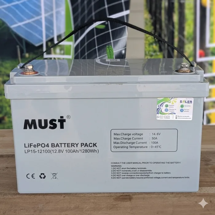 Batería de Litio LiFePO4 Must 12.8V - 100Ah | 6000 Ciclos — vista 2