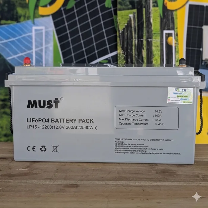 Batería de Litio LiFePO4 Must 12.8V - 200Ah | 6000 Ciclos — vista 2