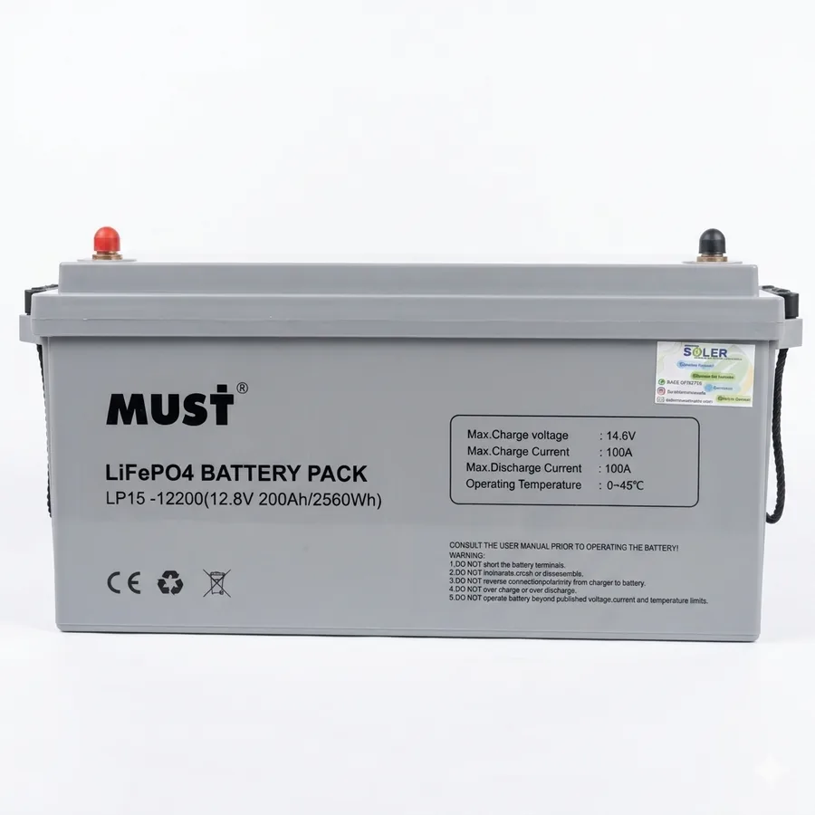 Batería de Litio LiFePO4 Must 12.8V - 200Ah | 6000 Ciclos