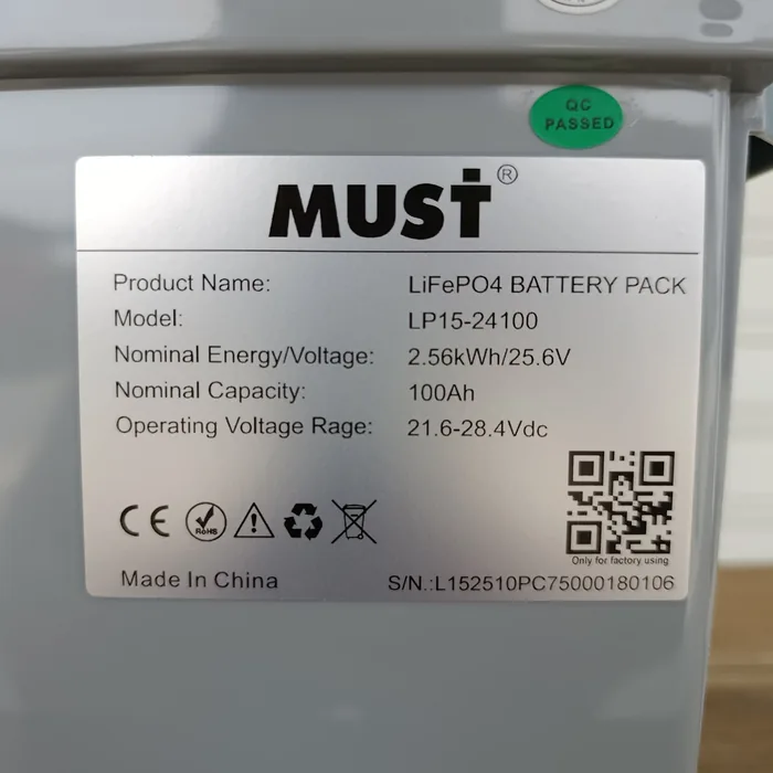 Batería de Litio LiFePO4 MUST 24V 100Ah  | 4000 Ciclos — vista 3
