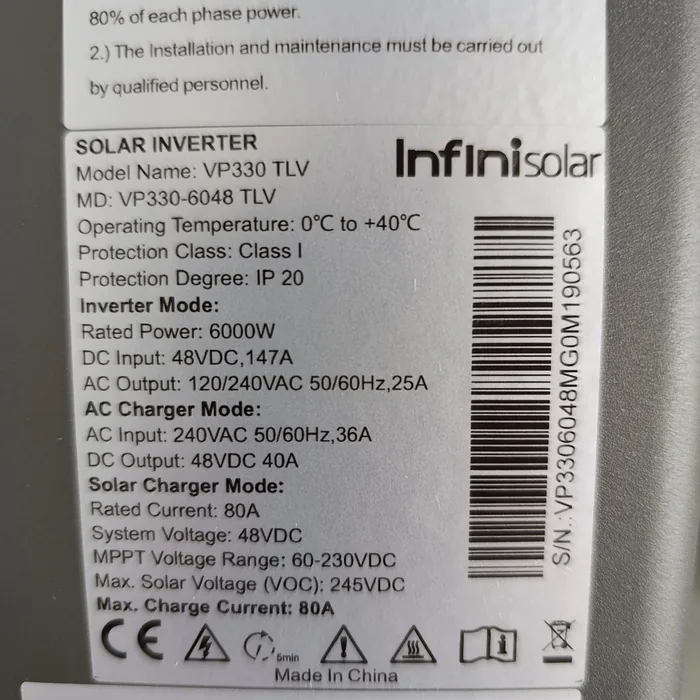 Inversor Híbrido INFINI SOLAR 6KW 48V 80A | Salida 110V/220V — vista 4