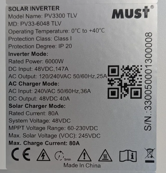 Inversor Híbrido Solar MUST 6KW 48V 80A | Salida 110V/220V — vista 4